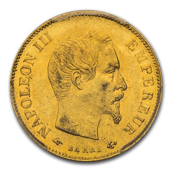1859-A France Gold 10 Francs Napoleon III MS-63 PCGS 1859-A France Gold 10 Francs Napoleon III MS-63 PCGS